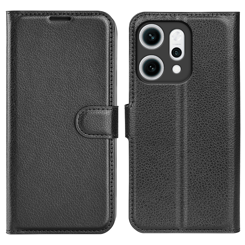OPPO Reno14 PU Wallet Case [Black]