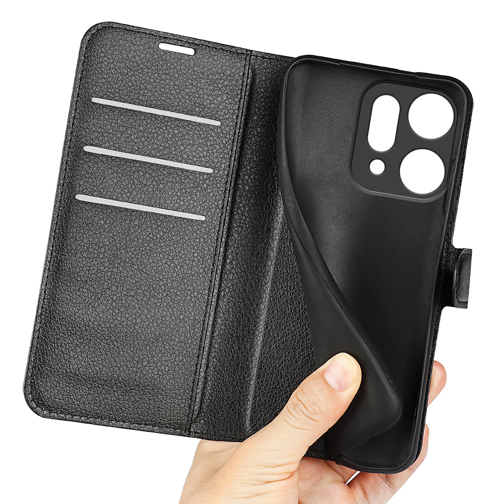 OPPO Reno14 PU Wallet Case [Black]