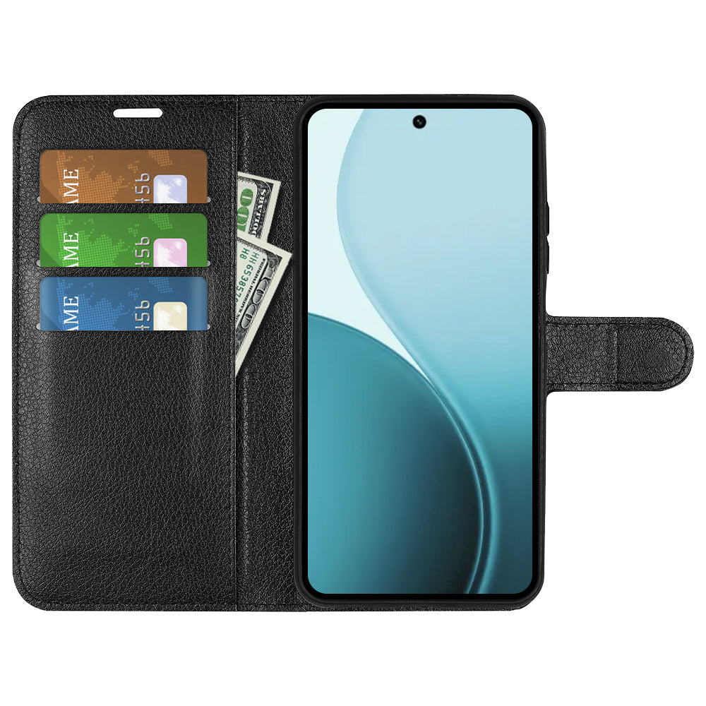 OPPO Reno14 PU Wallet Case [Black]