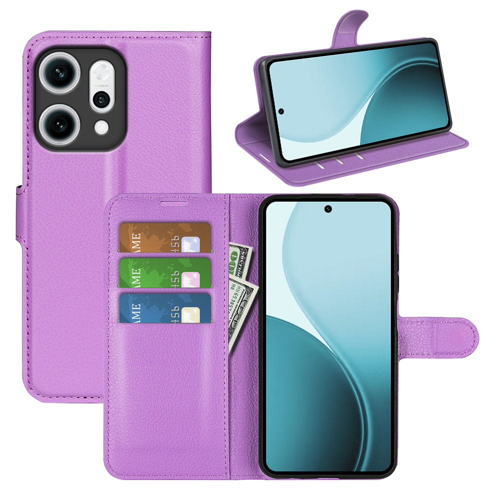 OPPO Reno14 PU Wallet Case [Purple]