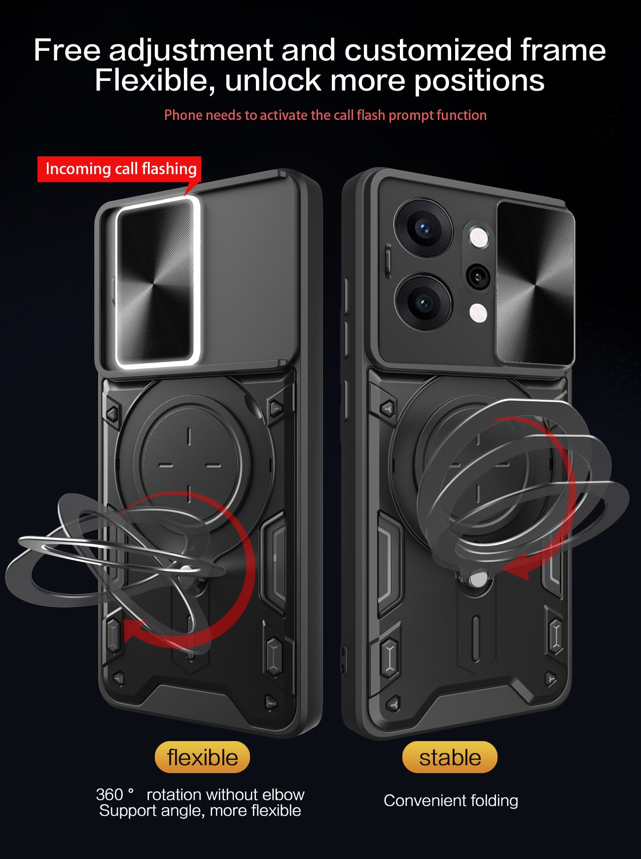 OPPO Reno14 5G Ring Kickstand Case w/ Camera Cover [Navy]