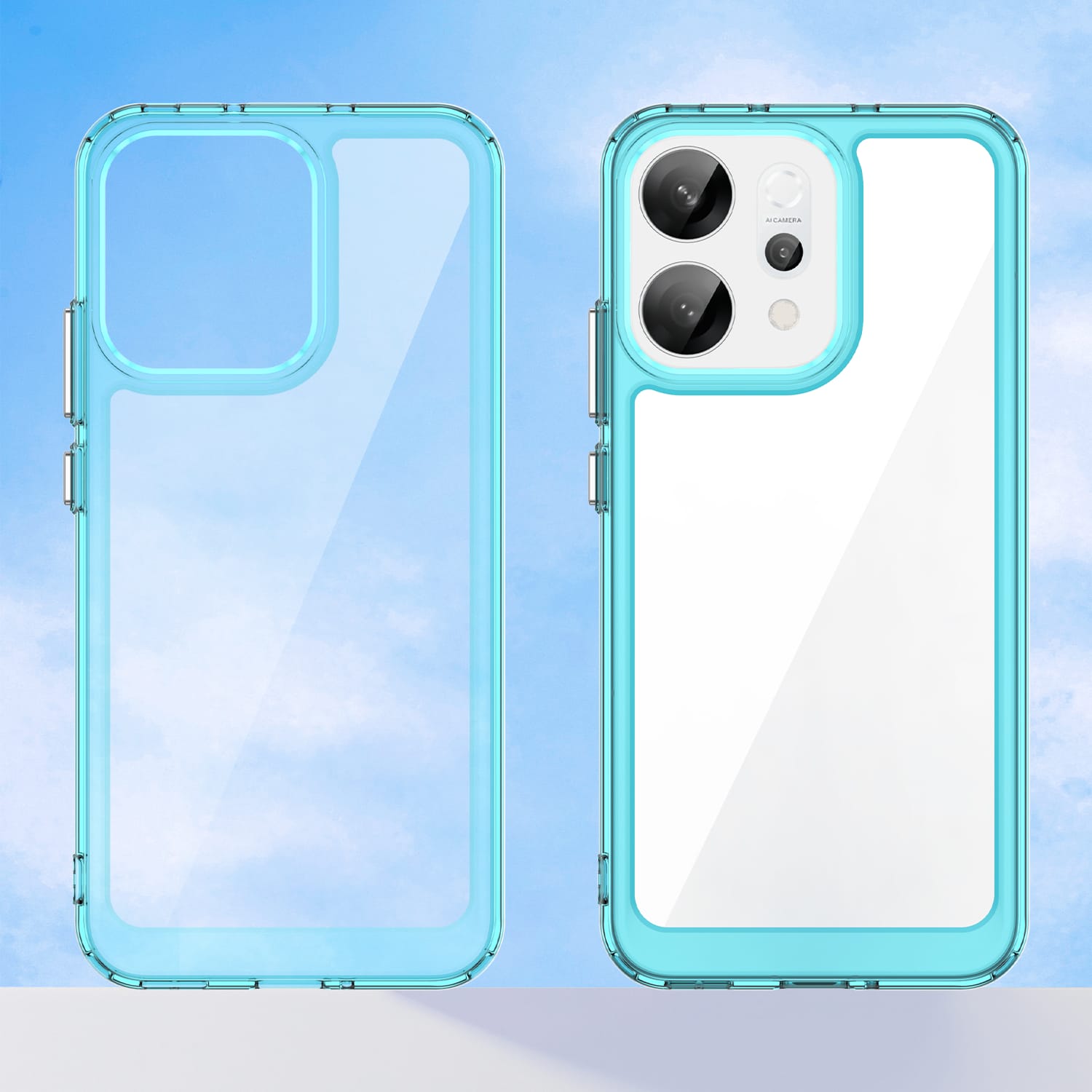 OPPO Reno14 5G Soft TPU Bumper Case [Clear Blue]