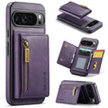DG.MING Detachable Magnetic Wallet Case with Zipper Pocket for Pixel 10 ProXL [Purple] - Purple
