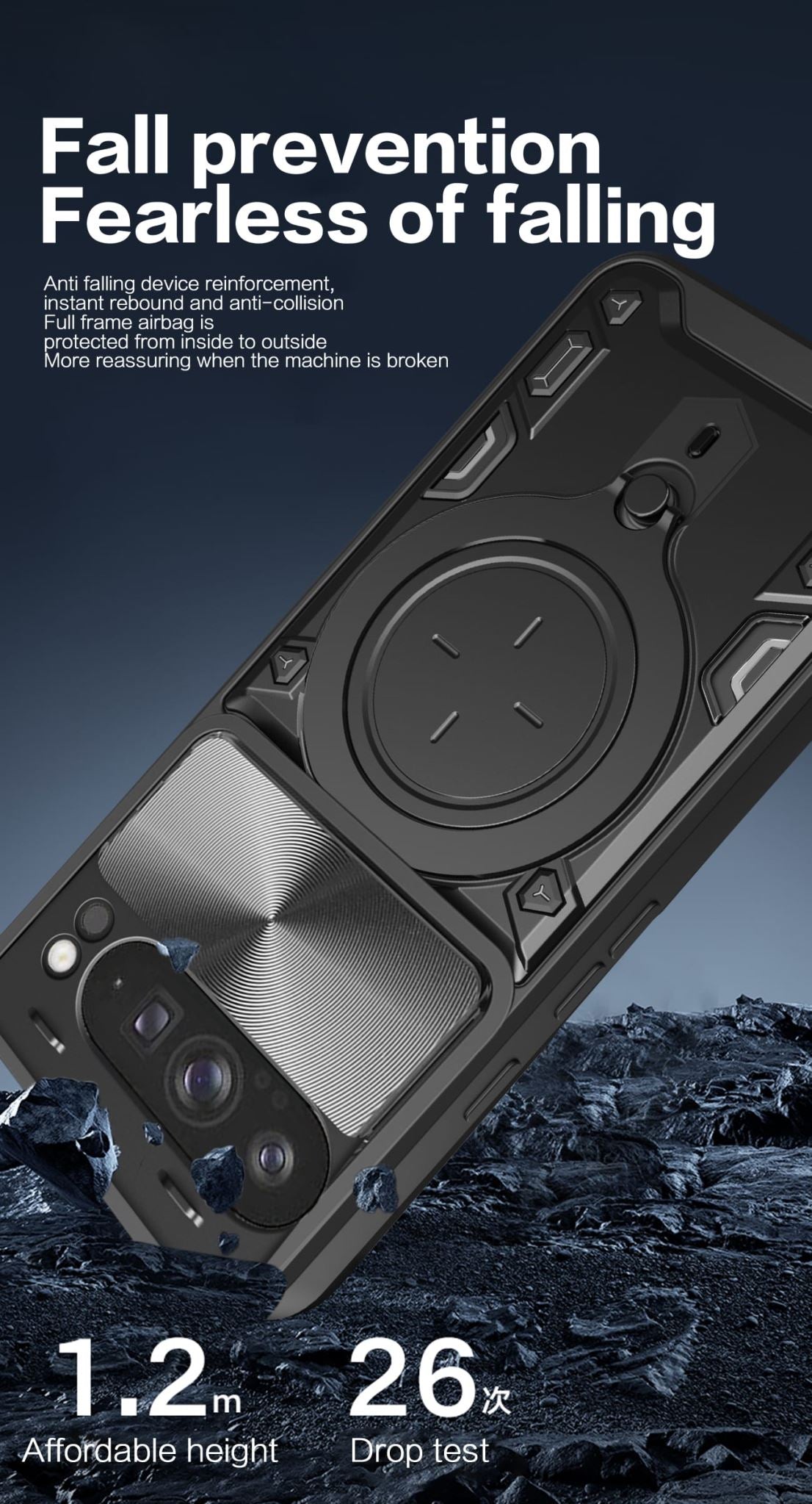 Google Pixel 10 Pro XL Ring Kickstand Case w/ Camera Cover [Navy]