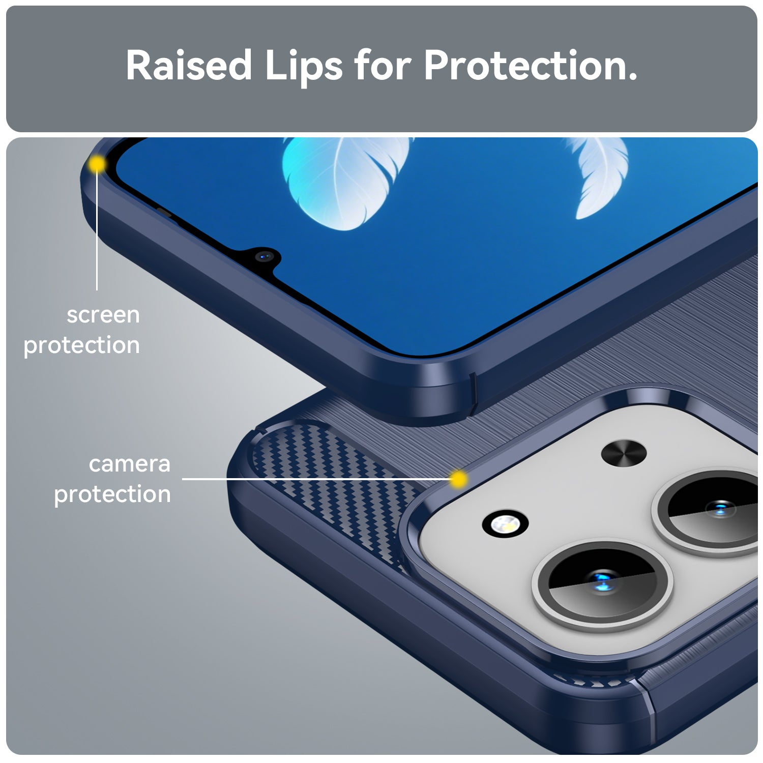 Xiaomi Redmi 15C 4G Carbon Fibre TPU Case Slim Shockproof Cover Navy