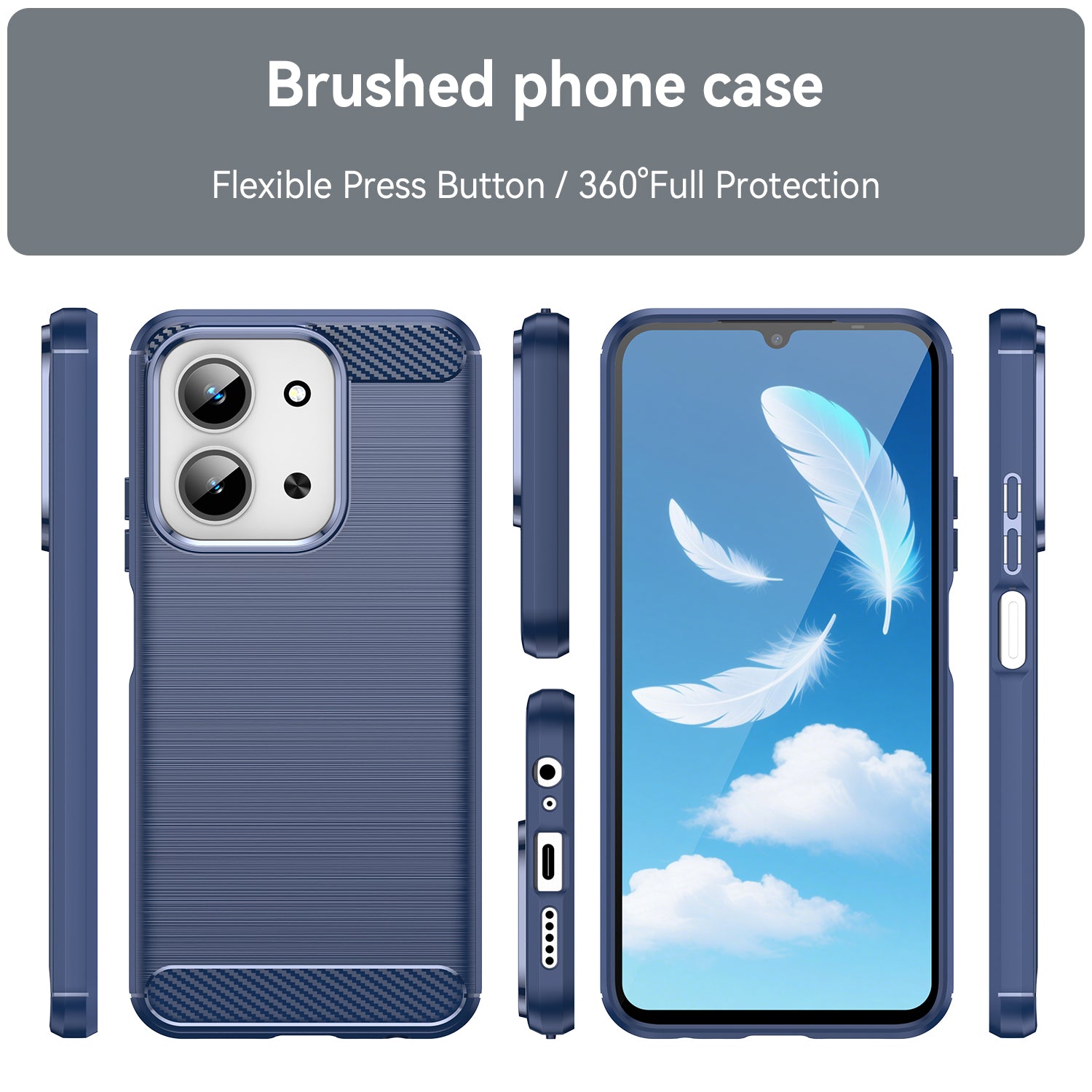 Xiaomi Redmi 15C 4G Carbon Fibre TPU Case Slim Shockproof Cover Navy