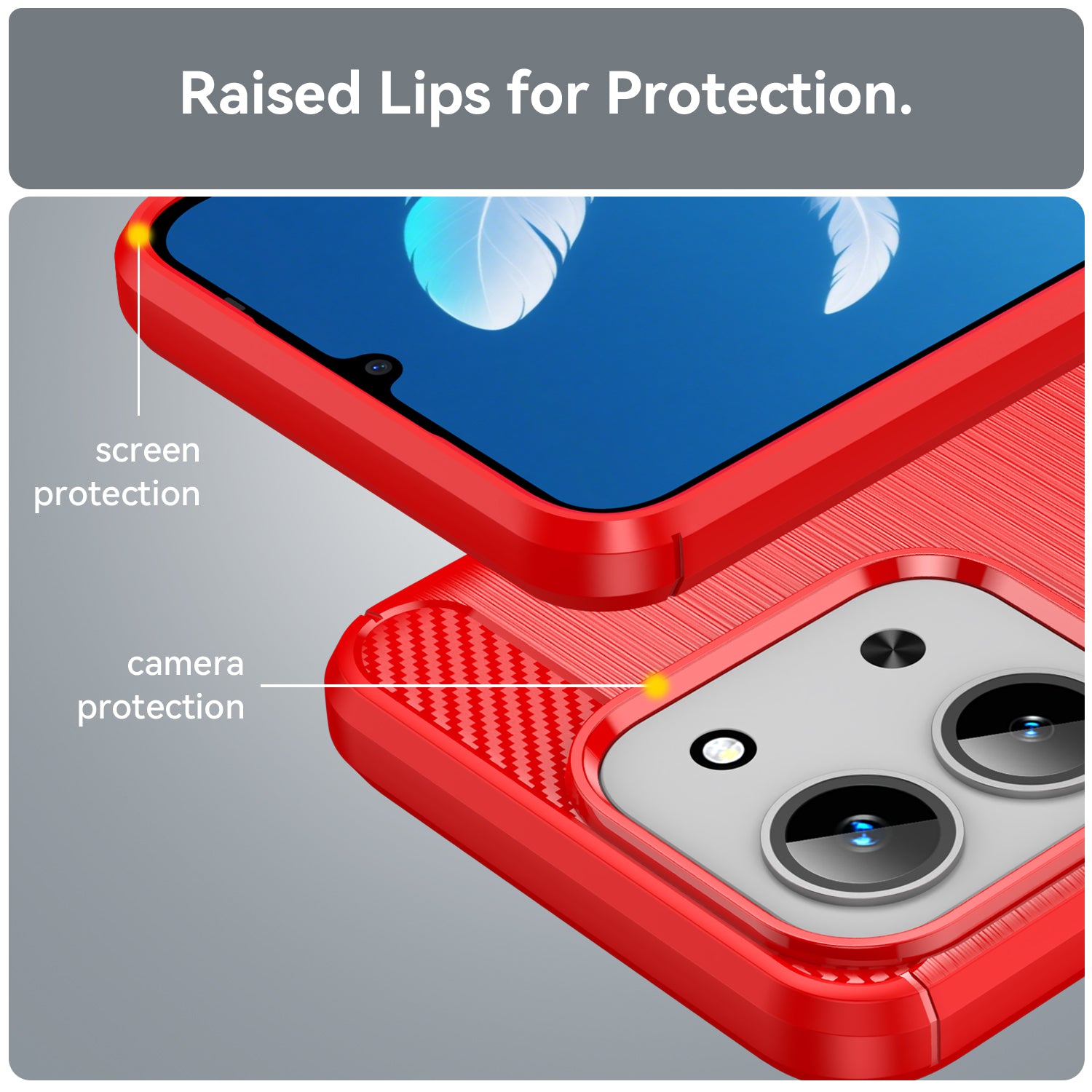 Xiaomi Redmi 15C 4G Carbon Fibre TPU Case Slim Shockproof Cover Red
