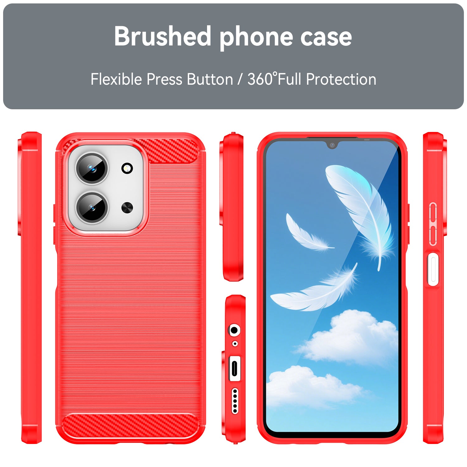 Xiaomi Redmi 15C 4G Carbon Fibre TPU Case Slim Shockproof Cover Red