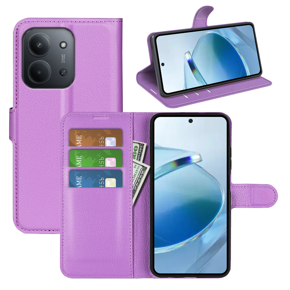 Wallet Case for Xiaomi Redmi 15C 4G – PU Leather Flip Cover with Card Holder & Stand [Purple]