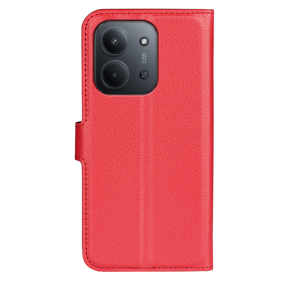 Wallet Case for Xiaomi Redmi 15C 4G – PU Leather Flip Cover with Card Holder & Stand [Red]