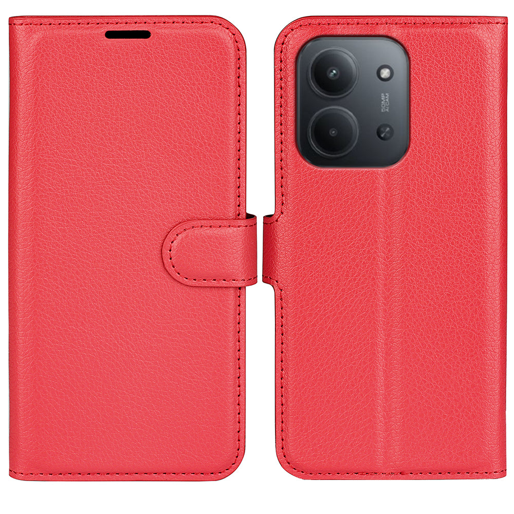 Wallet Case for Xiaomi Redmi 15C 4G – PU Leather Flip Cover with Card Holder & Stand [Red]