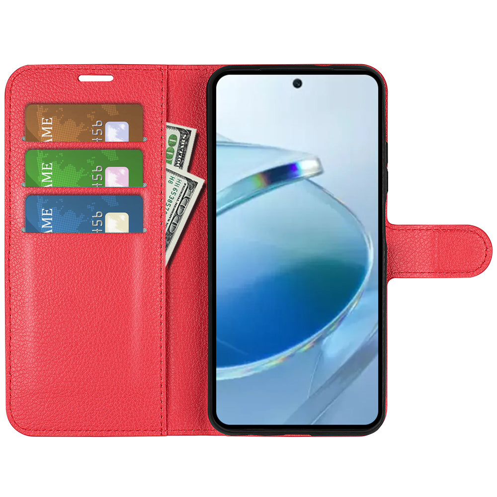 Wallet Case for Xiaomi Redmi 15C 4G – PU Leather Flip Cover with Card Holder & Stand [Red]