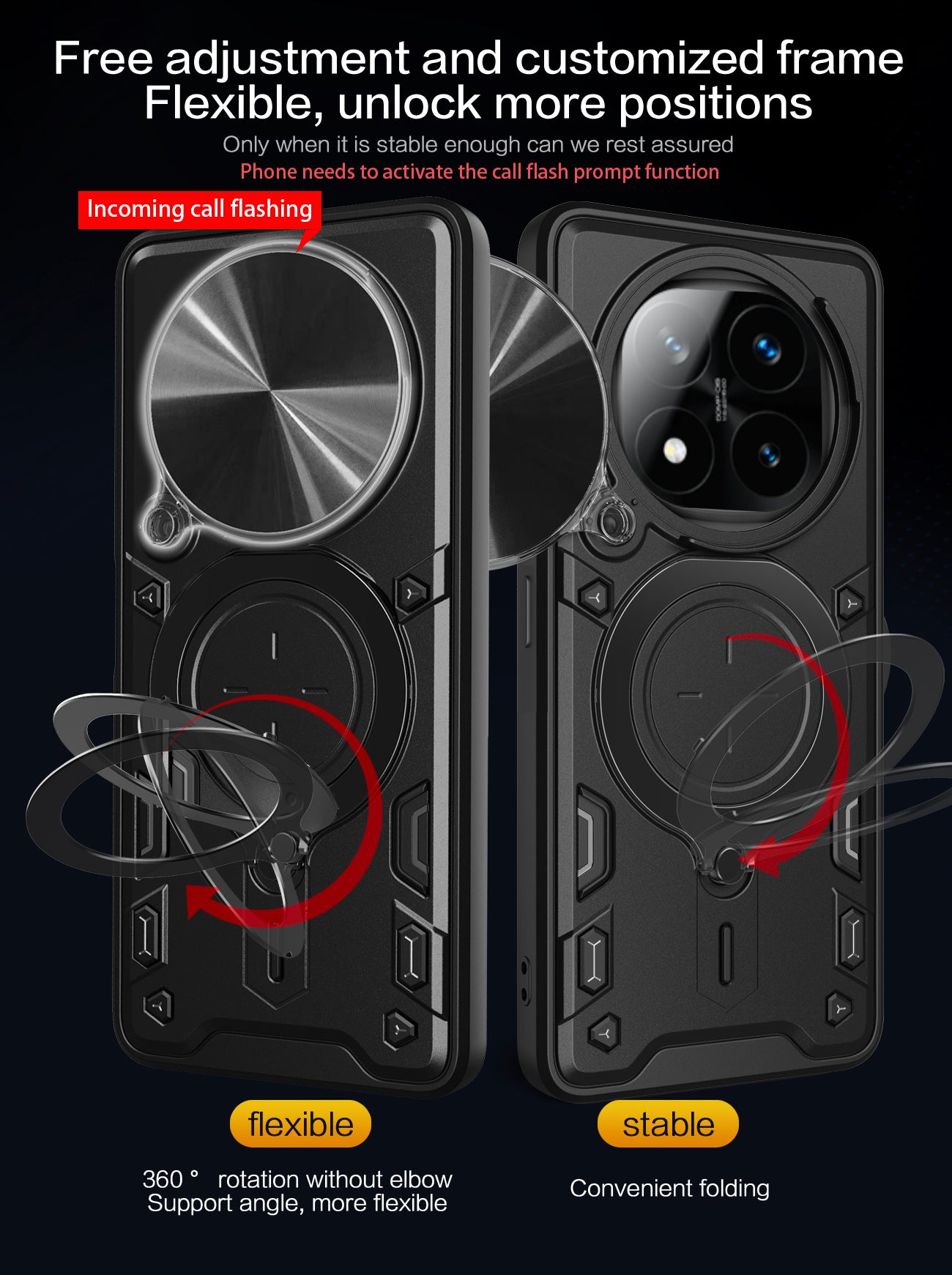 Xiaomi Redmi Note 14 Pro Plus 5G Ring Kickstand Case w/ Camera Cover [Navy]