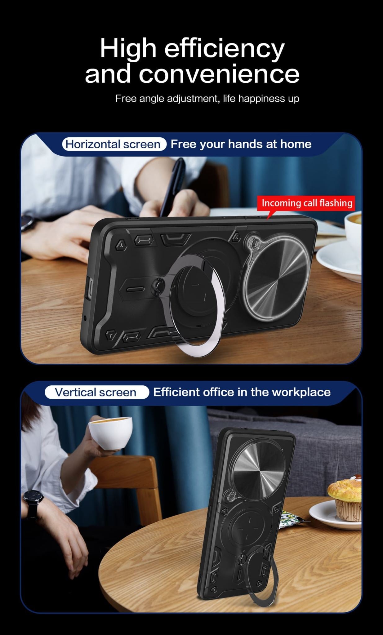 Xiaomi Redmi Note 14 Pro Plus 5G Ring Kickstand Case w/ Camera Cover [Red]