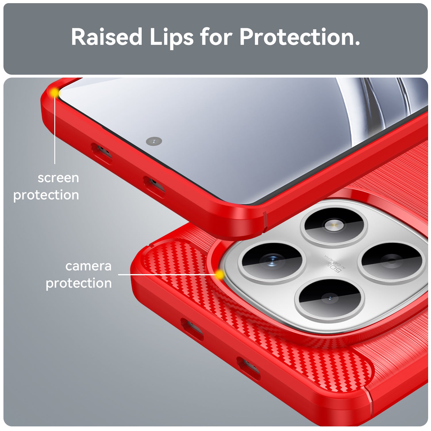 Redmi Note 15 4G / 5G Carbon Fibre TPU Case Slim Shockproof Cover Red