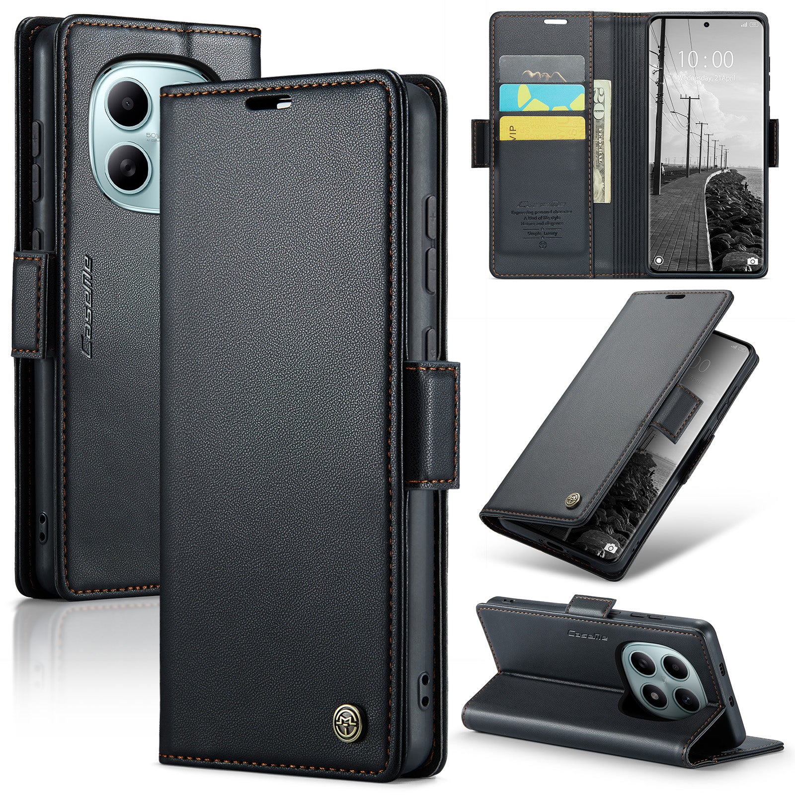 Xiaomi Redmi Note 15 4G / 5G CaseMe Retro Wallet Case [Black]
