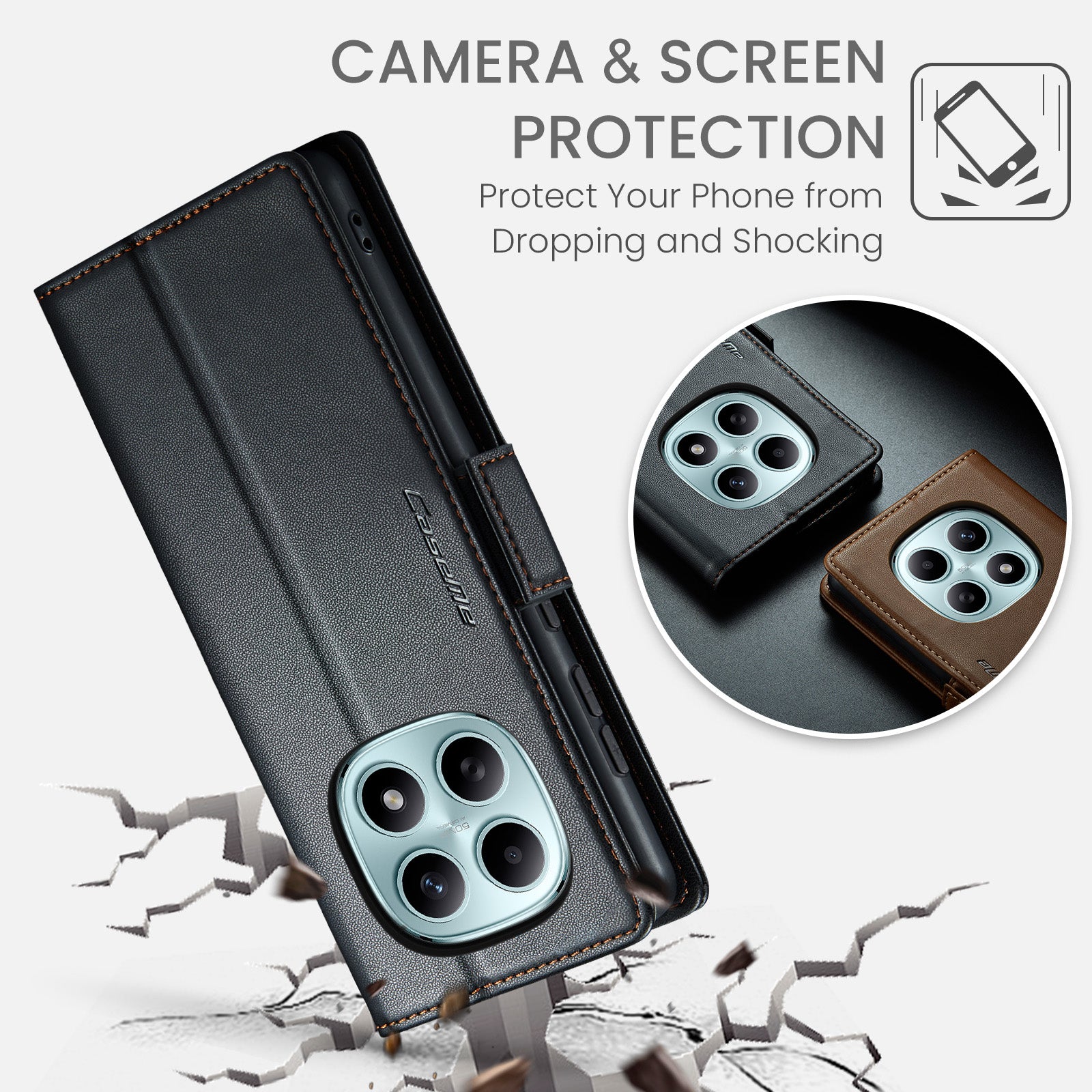Xiaomi Redmi Note 15 4G / 5G CaseMe Retro Wallet Case [Black]