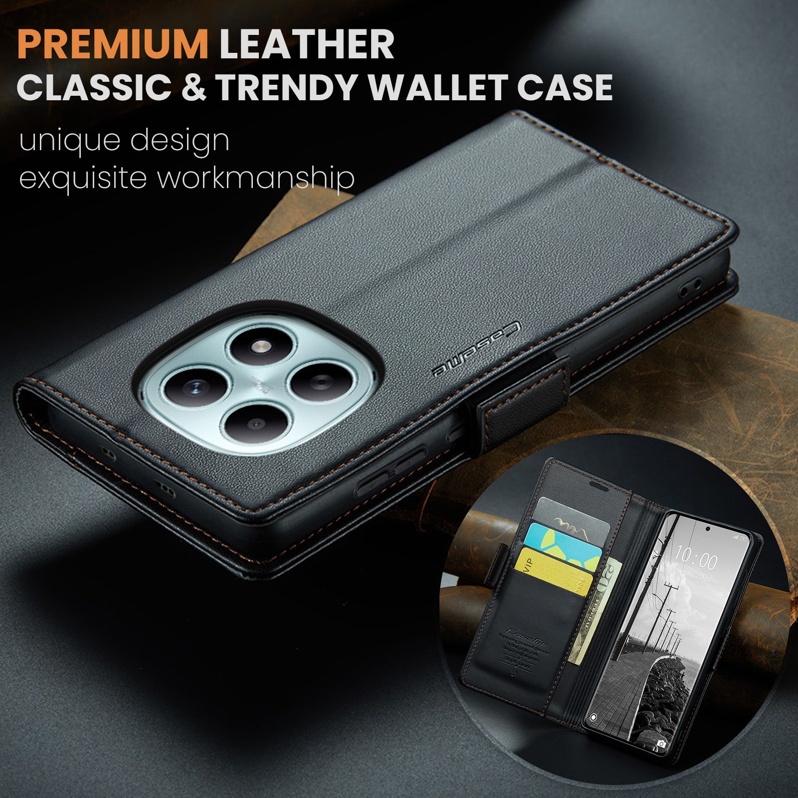 Xiaomi Redmi Note 15 4G / 5G CaseMe Retro Wallet Case [Black]