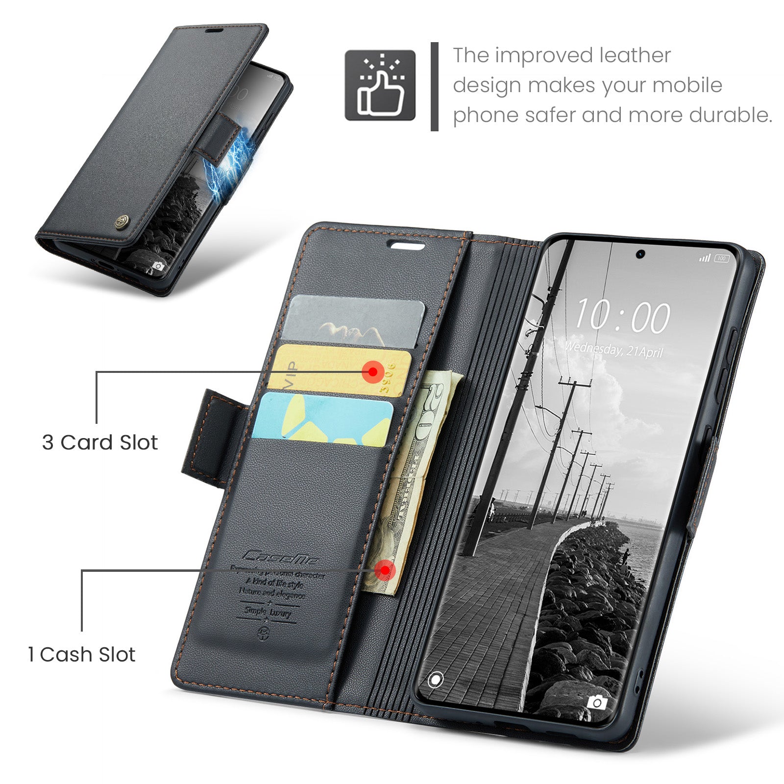 Xiaomi Redmi Note 15 4G / 5G CaseMe Retro Wallet Case [Black]