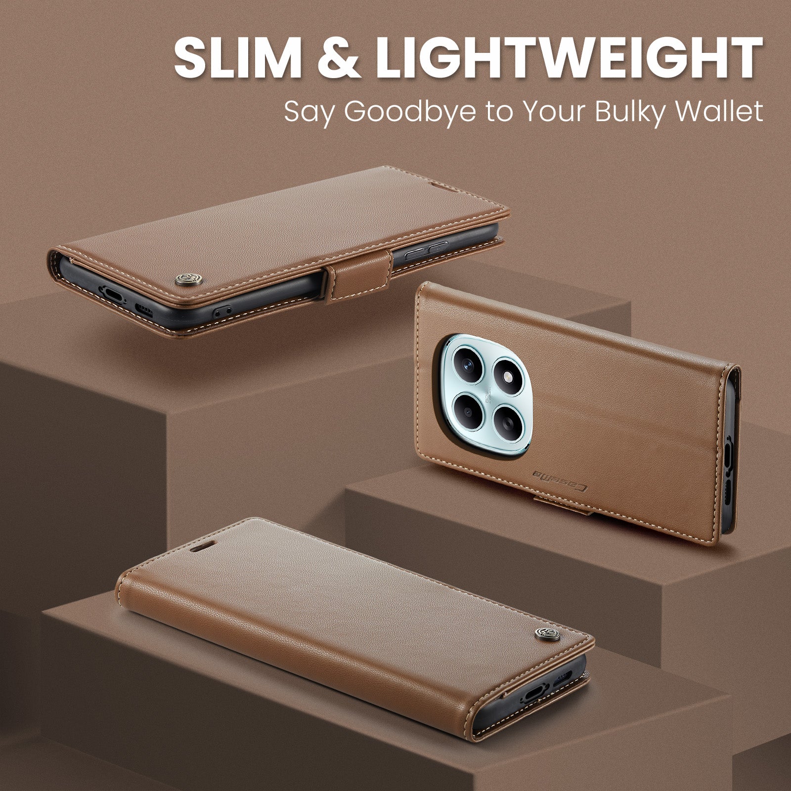 Xiaomi Redmi Note 15 4G / 5G CaseMe Retro Wallet Case [Brown]
