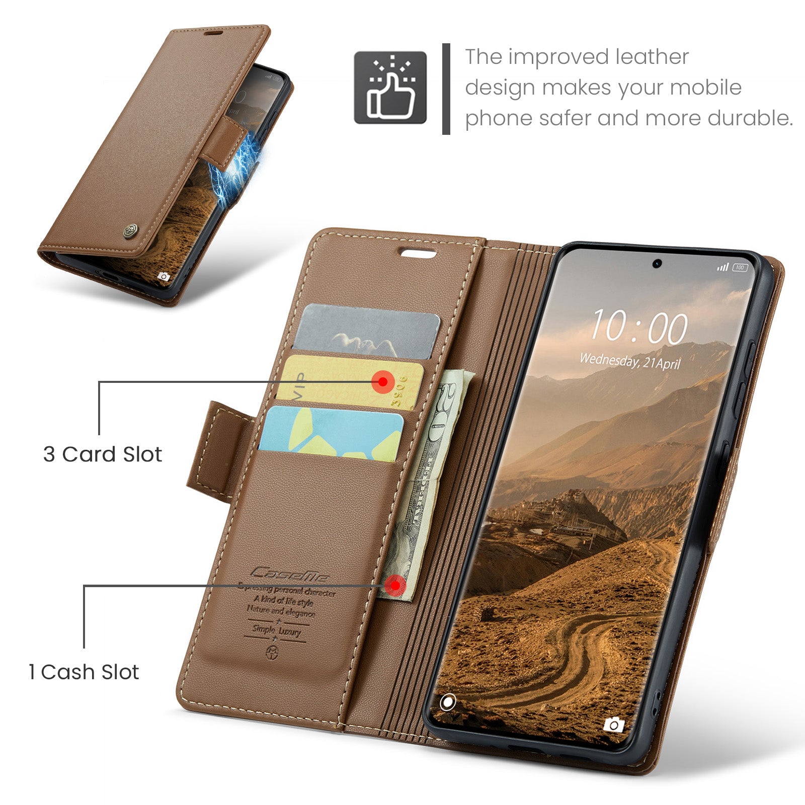 Xiaomi Redmi Note 15 4G / 5G CaseMe Retro Wallet Case [Brown]