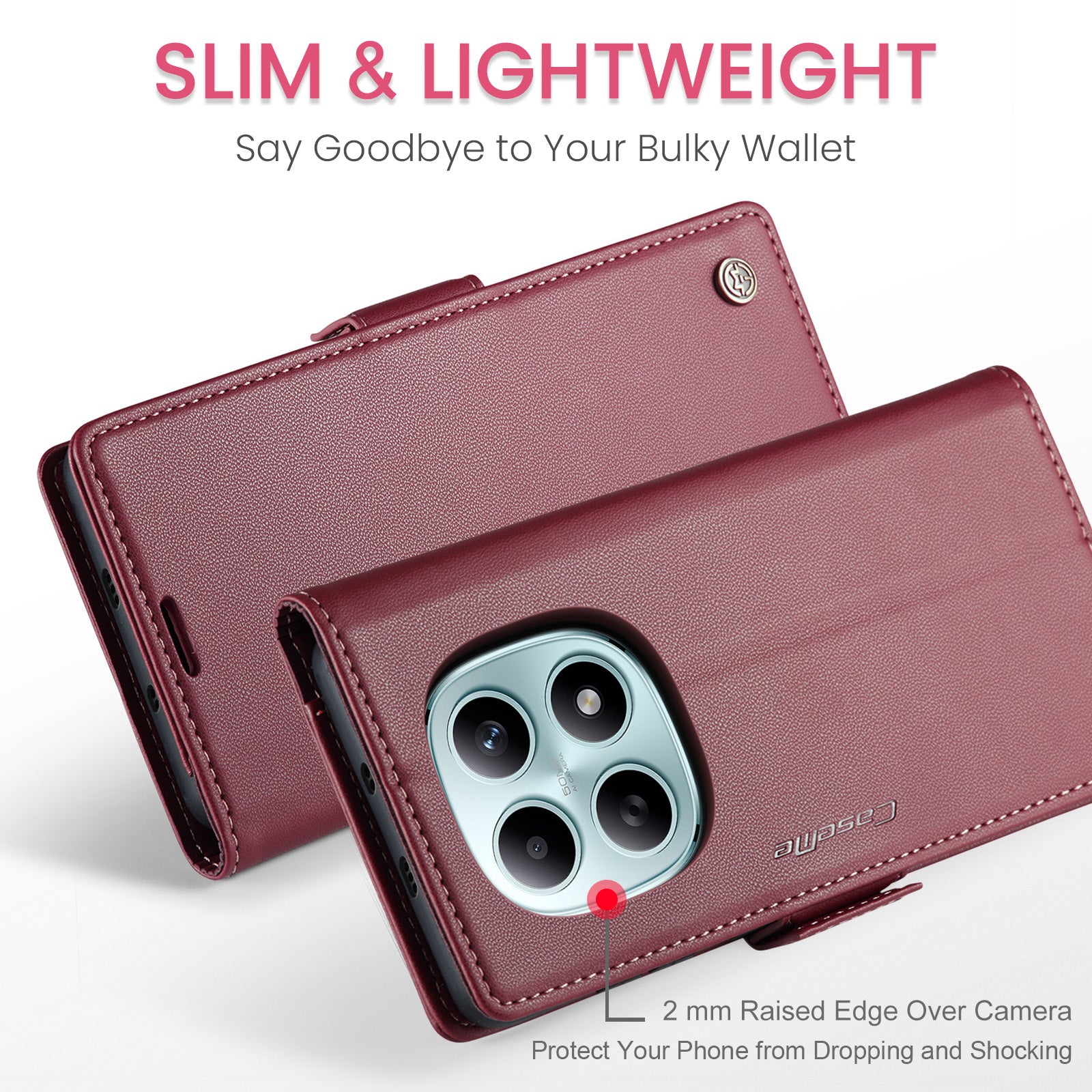Xiaomi Redmi Note 15 4G / 5G CaseMe Retro Wallet Case [Maroon]
