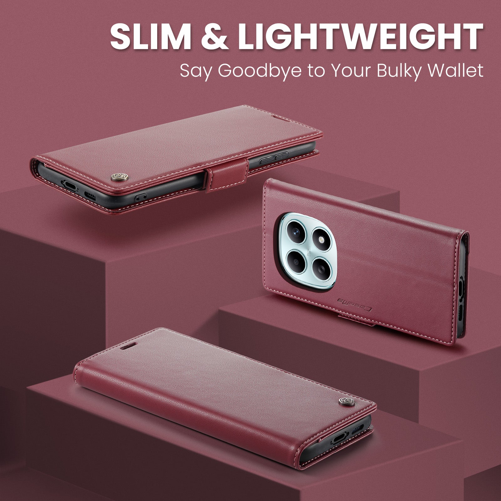 Xiaomi Redmi Note 15 4G / 5G CaseMe Retro Wallet Case [Maroon]