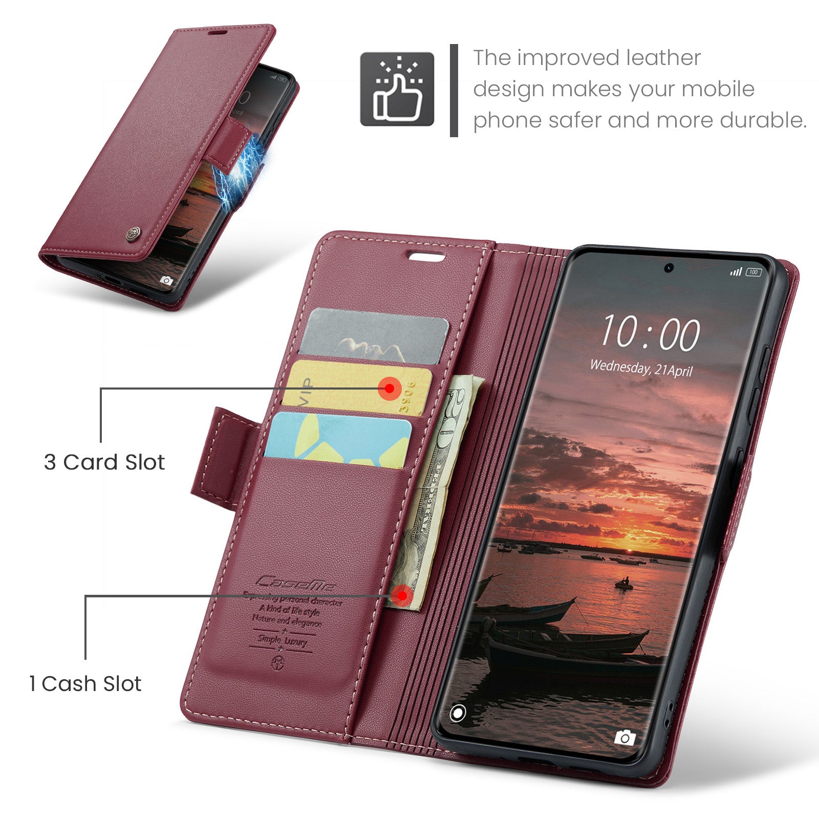 Xiaomi Redmi Note 15 4G / 5G CaseMe Retro Wallet Case [Maroon]
