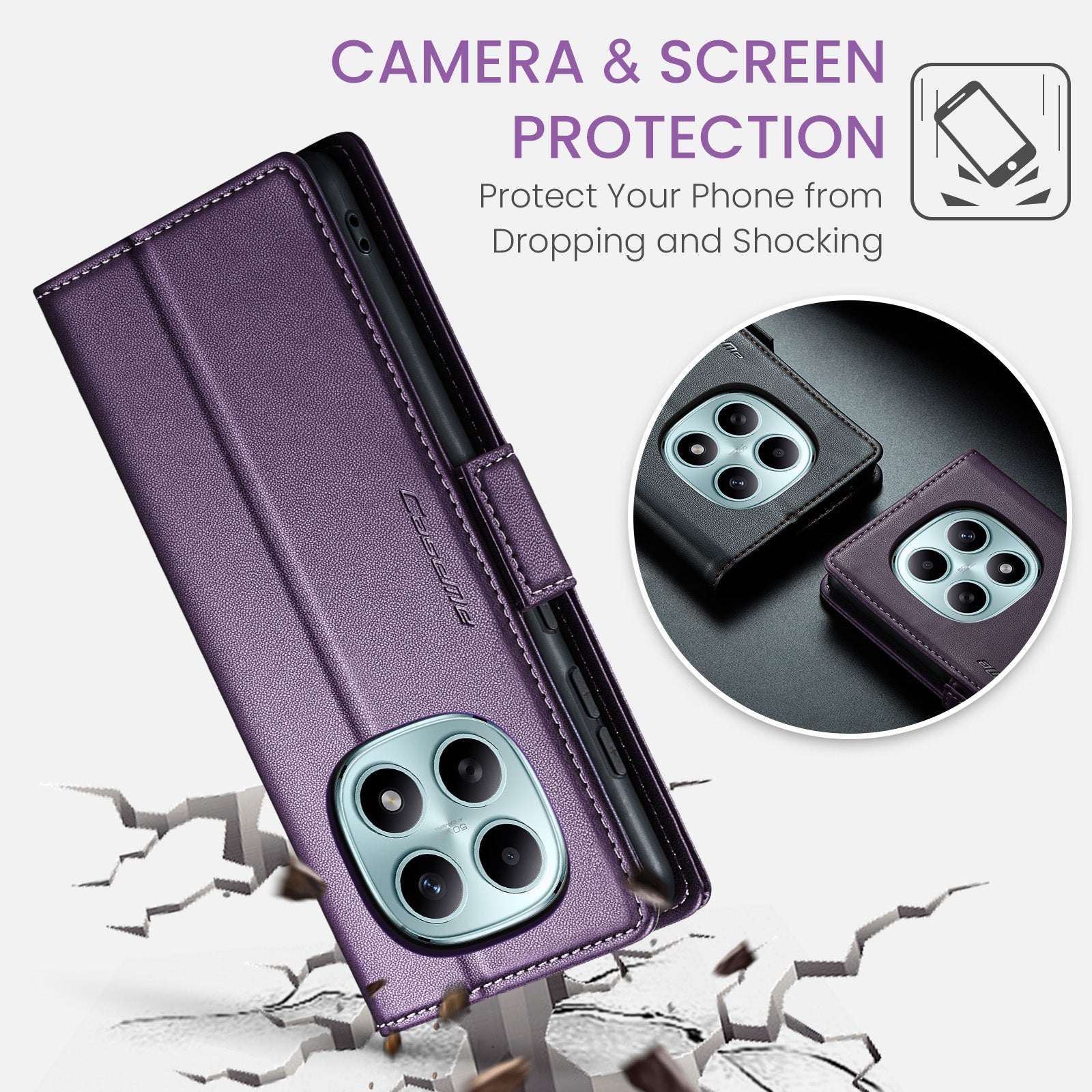 Xiaomi Redmi Note 15 4G / 5G CaseMe Retro Wallet Case [Purple]