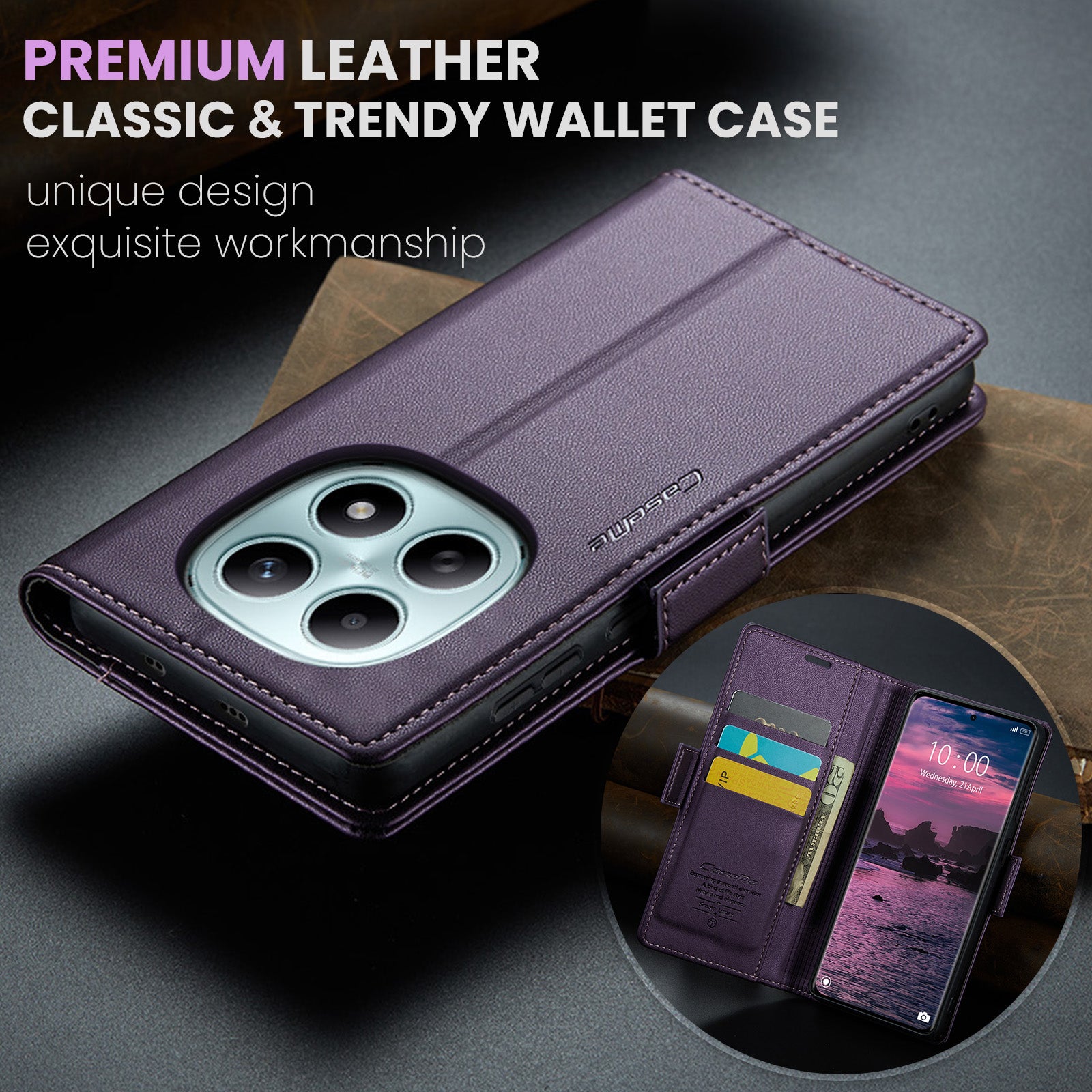 Xiaomi Redmi Note 15 4G / 5G CaseMe Retro Wallet Case [Purple]