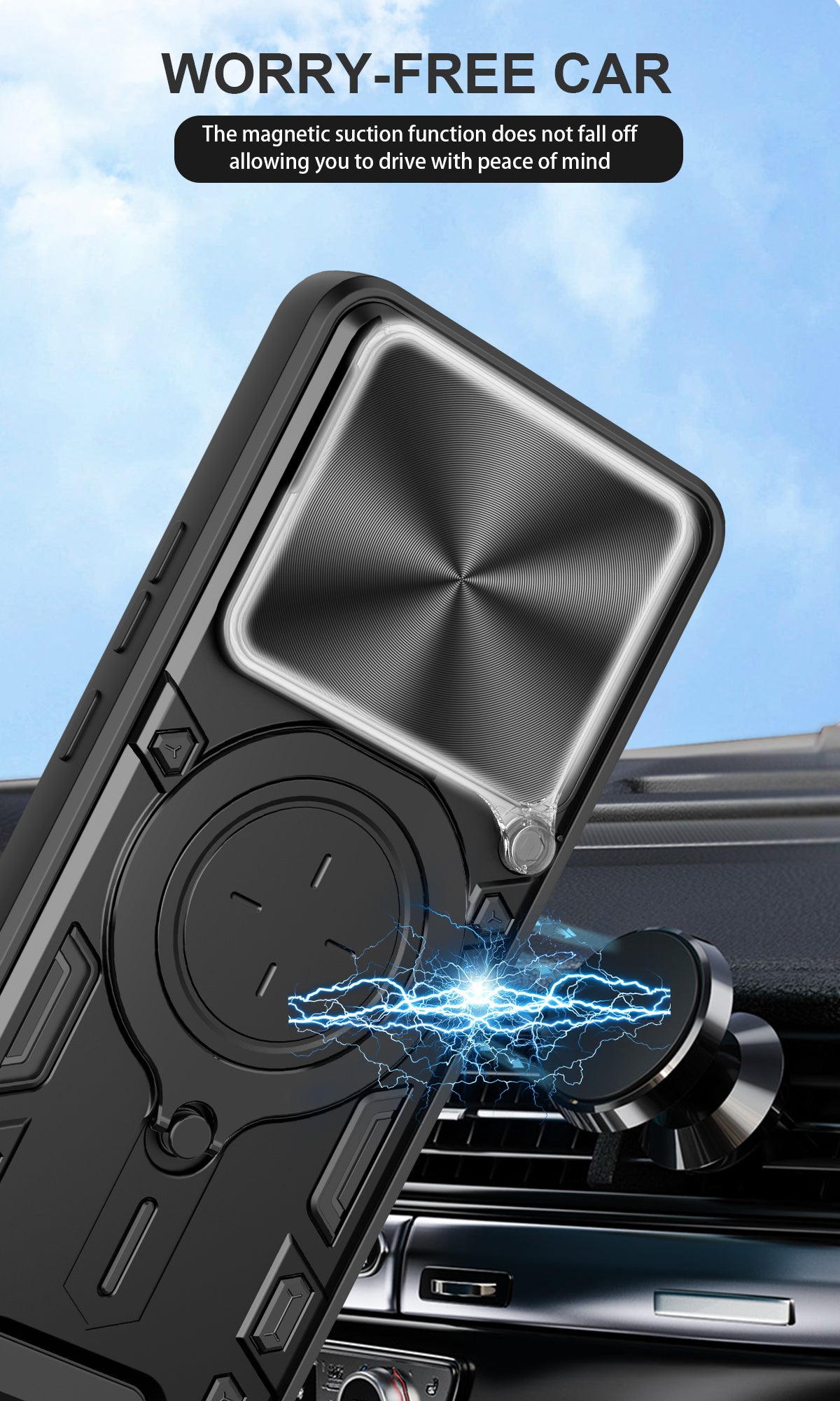 Redmi Note 15 4G / 5G Ring Kickstand Case w/ Camera Cover [Black]