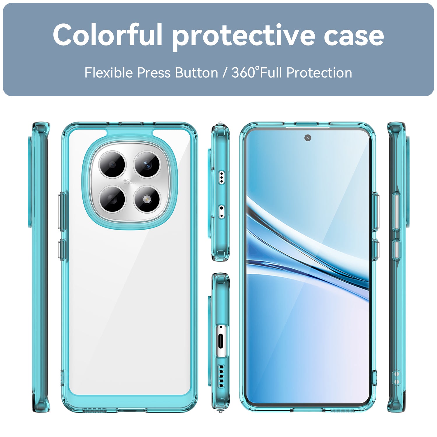 Xiaomi Redmi Note 15 4G / 5G Soft TPU Bumper Shockproof Cover Case [Clear Blue]