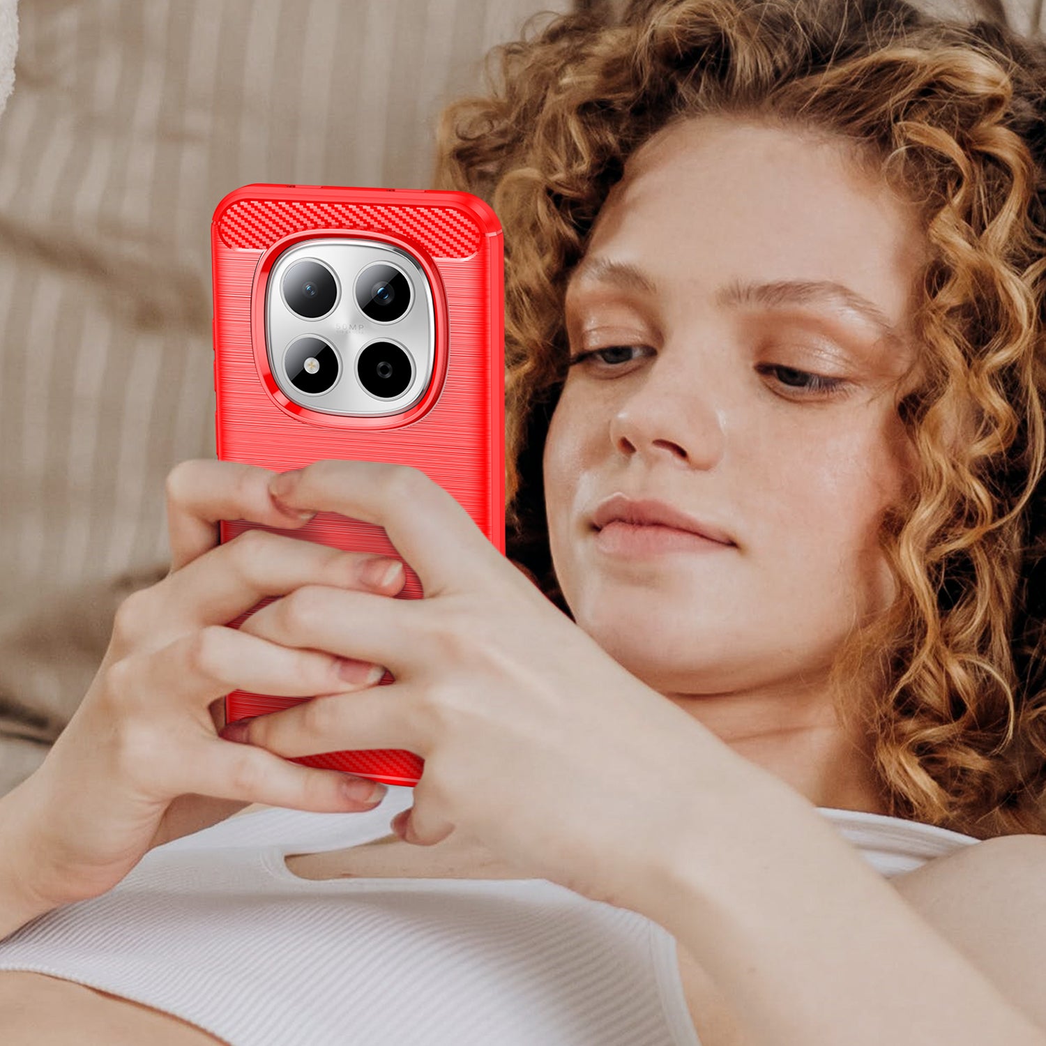 Redmi Note 15 Pro 5G Carbon Fibre TPU Case Slim Shockproof Cover Red