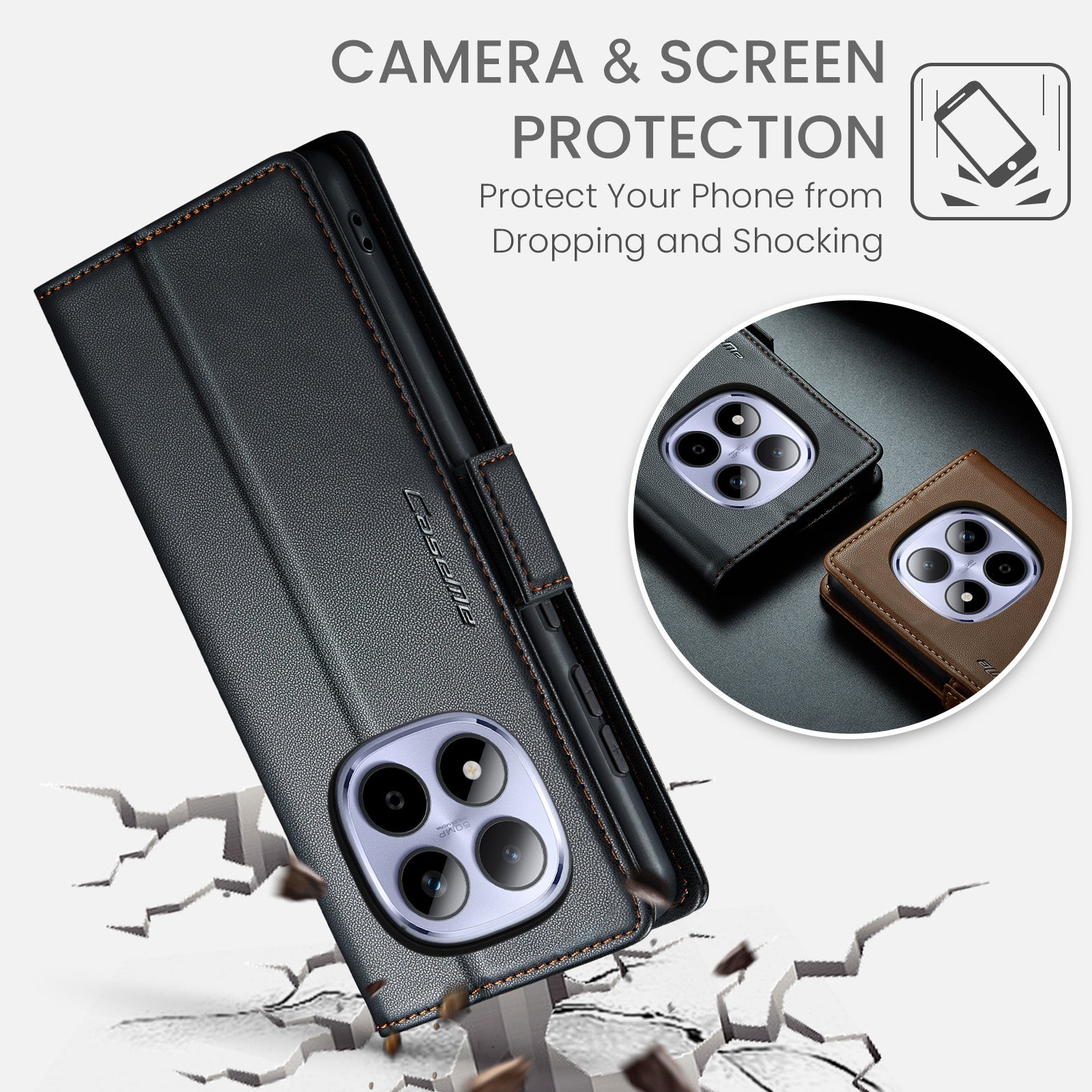 Xiaomi Redmi Note 15 Pro 5G CaseMe Retro Wallet Case [Black]
