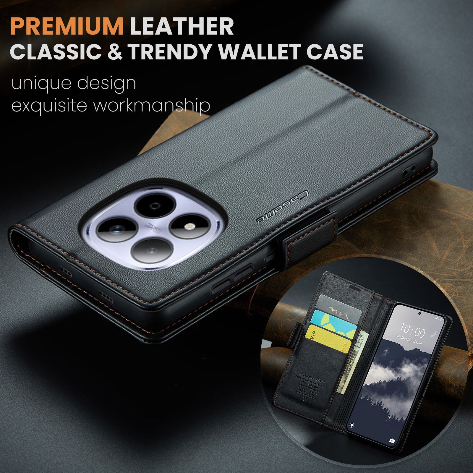 Xiaomi Redmi Note 15 Pro 5G CaseMe Retro Wallet Case [Black]