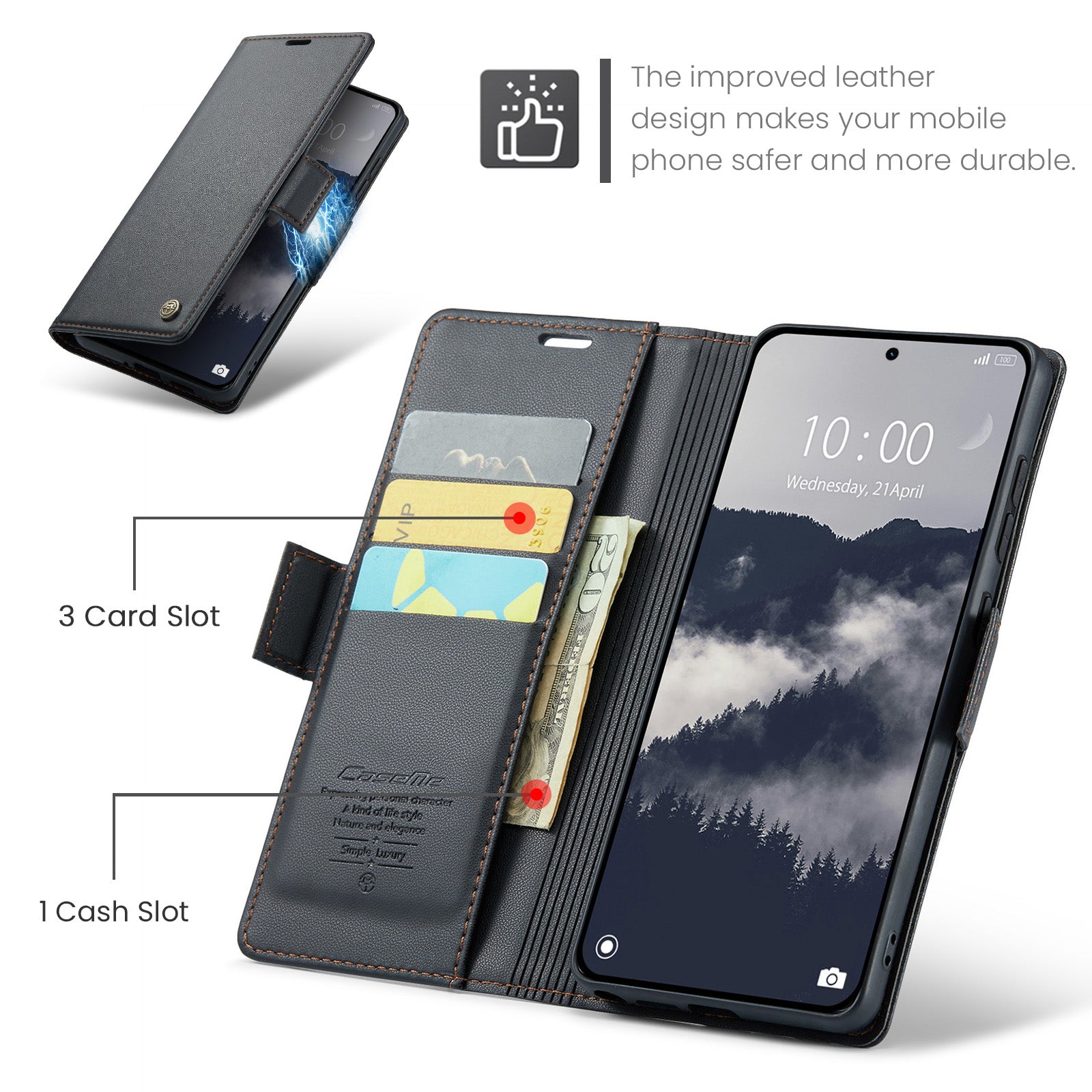 Xiaomi Redmi Note 15 Pro 5G CaseMe Retro Wallet Case [Black]