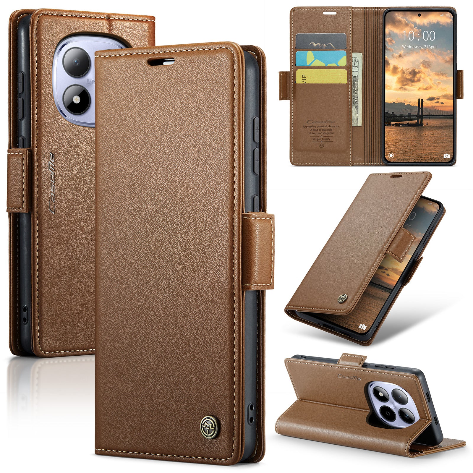 Xiaomi Redmi Note 15 Ro 5G CaseMe Retro Wallet Case [Brown]