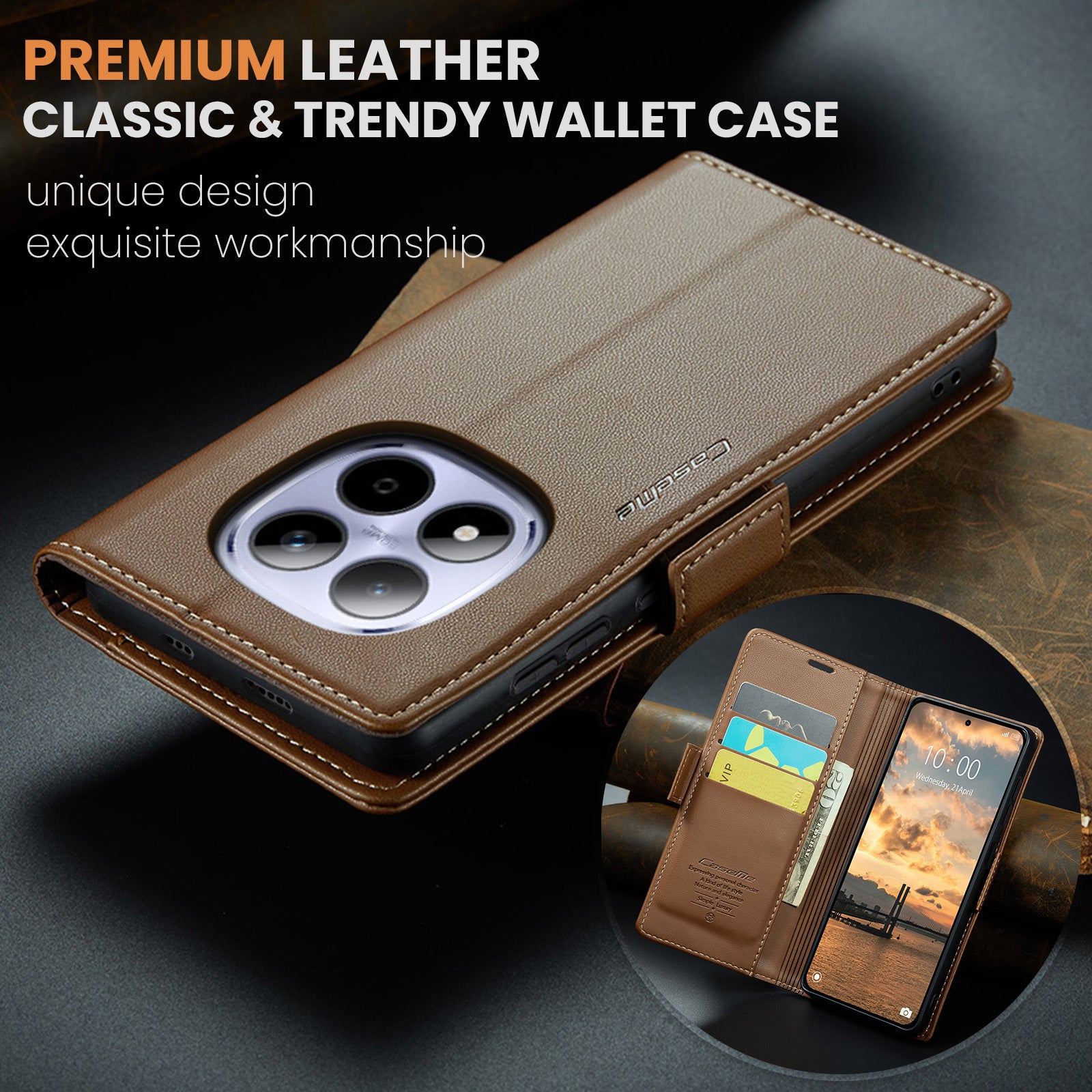 Xiaomi Redmi Note 15 Pro 5G CaseMe Retro Wallet Case [Brown]
