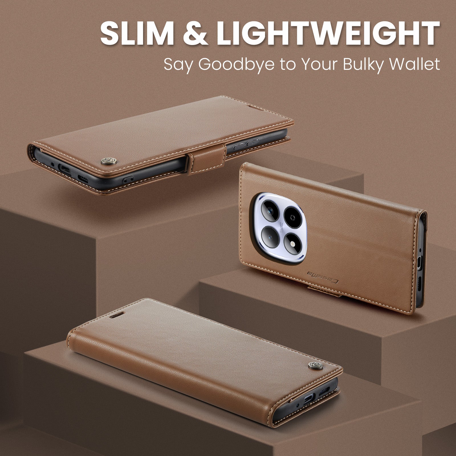 Xiaomi Redmi Note 15 Pro 5G CaseMe Retro Wallet Case [Brown]