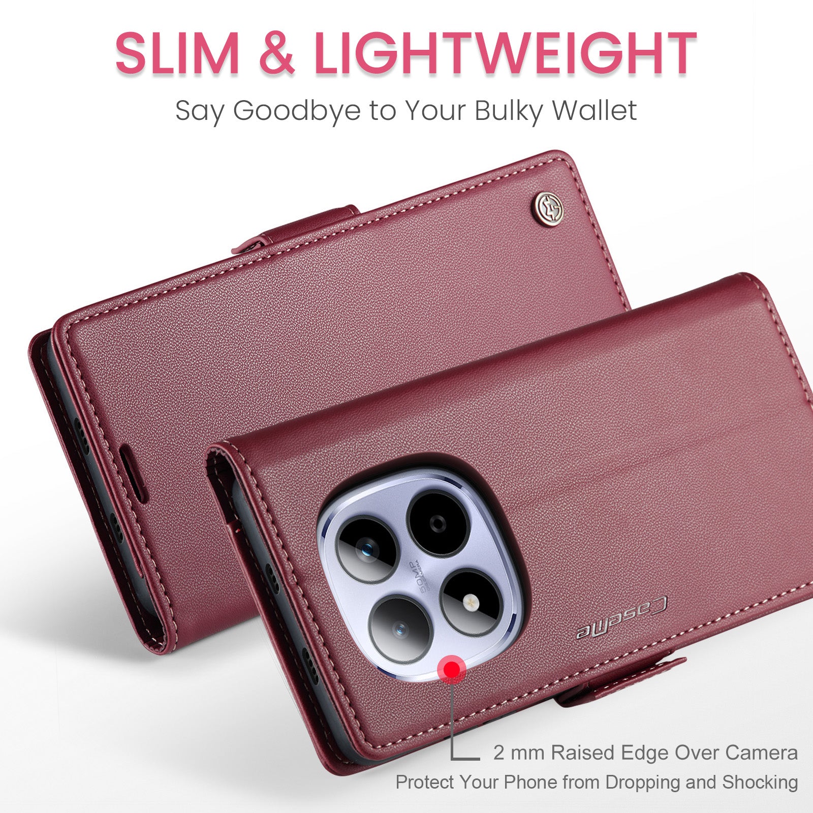 Xiaomi Redmi Note 15 Pro 5G CaseMe Retro Wallet Case [Maroon]