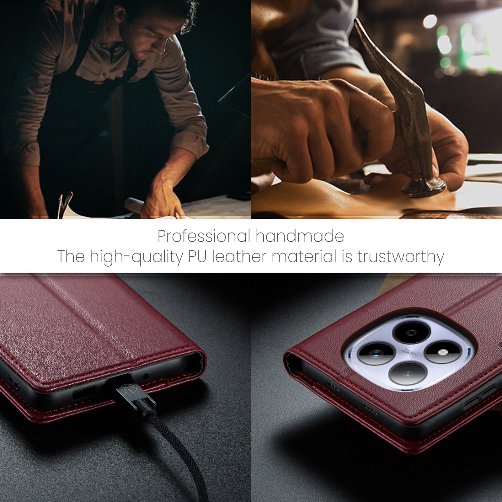 Xiaomi Redmi Note 15 Pro 5G CaseMe Retro Wallet Case [Maroon]