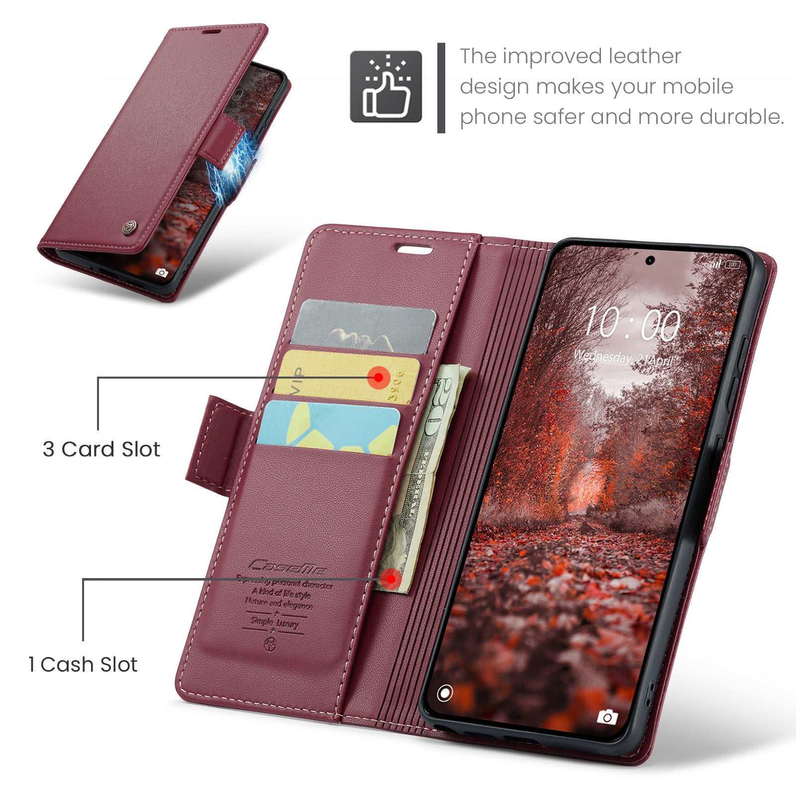 Xiaomi Redmi Note 15 Pro 5G CaseMe Retro Wallet Case [Maroon]