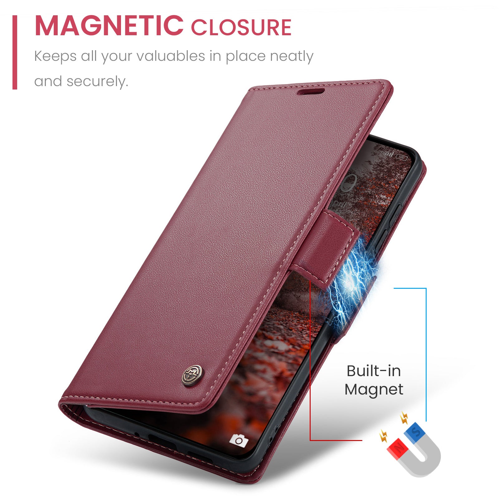 Xiaomi Redmi Note 15 Pro 5G CaseMe Retro Wallet Case [Maroon]