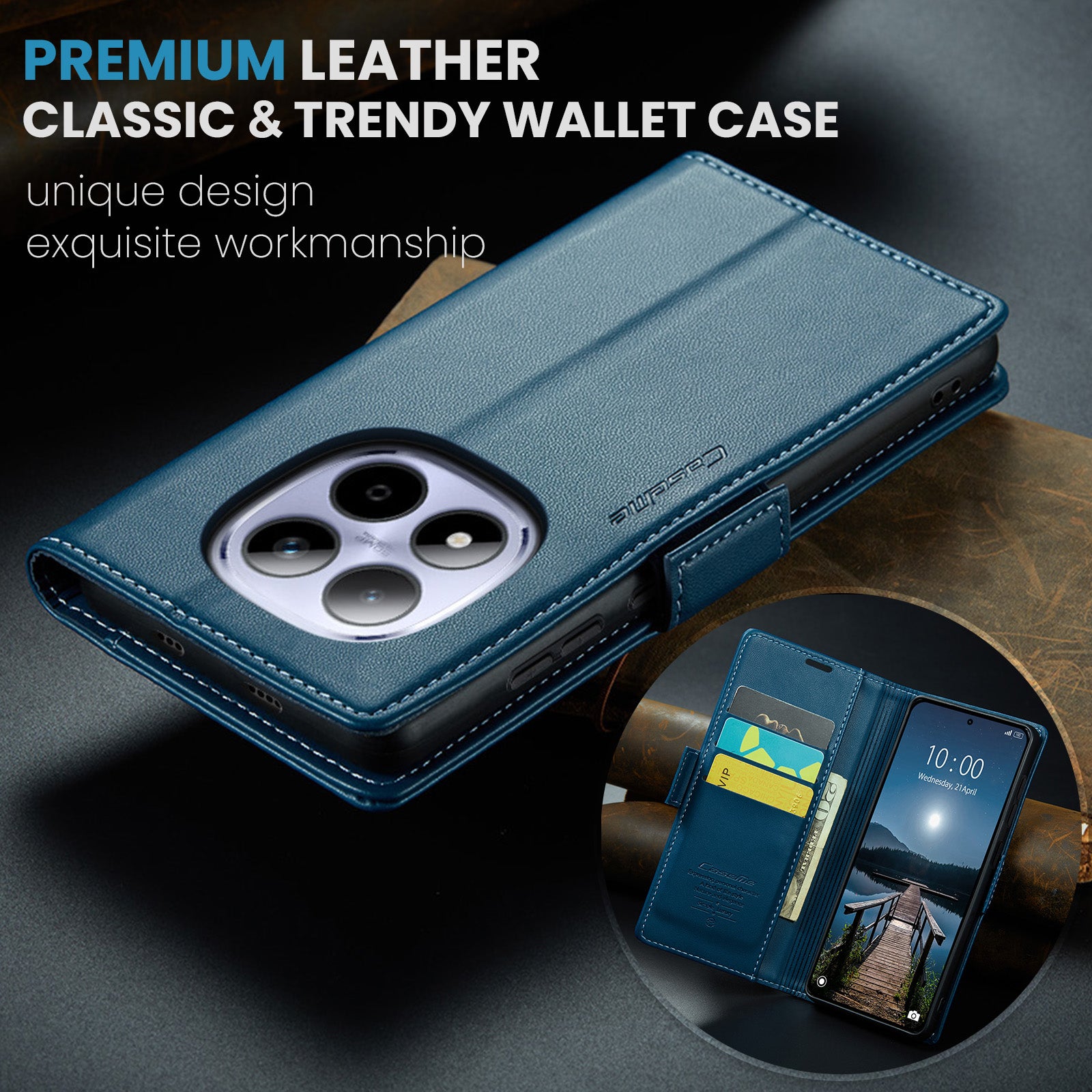 Xiaomi Redmi Note 15 Pro 5G CaseMe Retro Wallet Case [Navy]