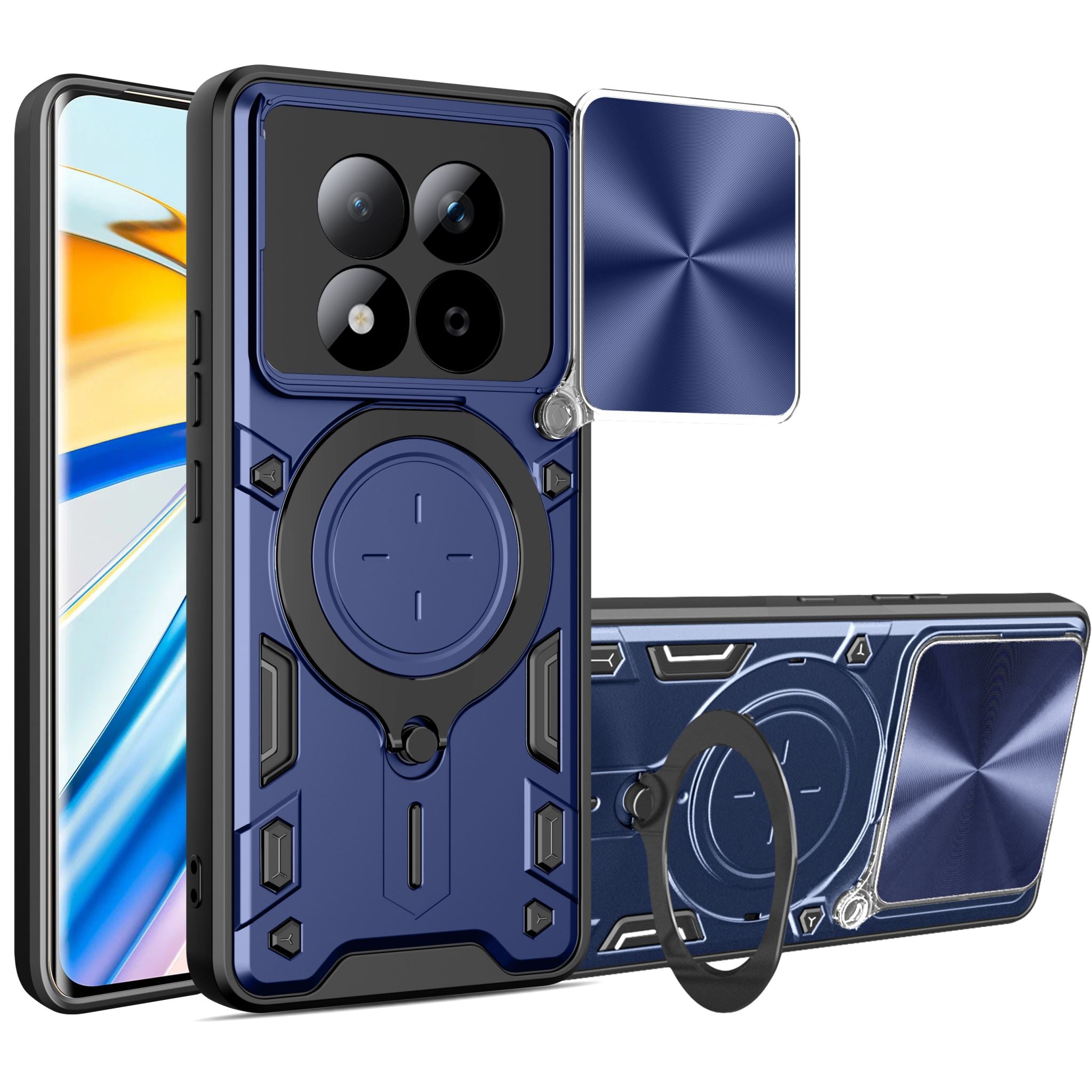 Redmi Note 15 Pro 5G Ring Kickstand Case w/ Camera Cover [Navy]
