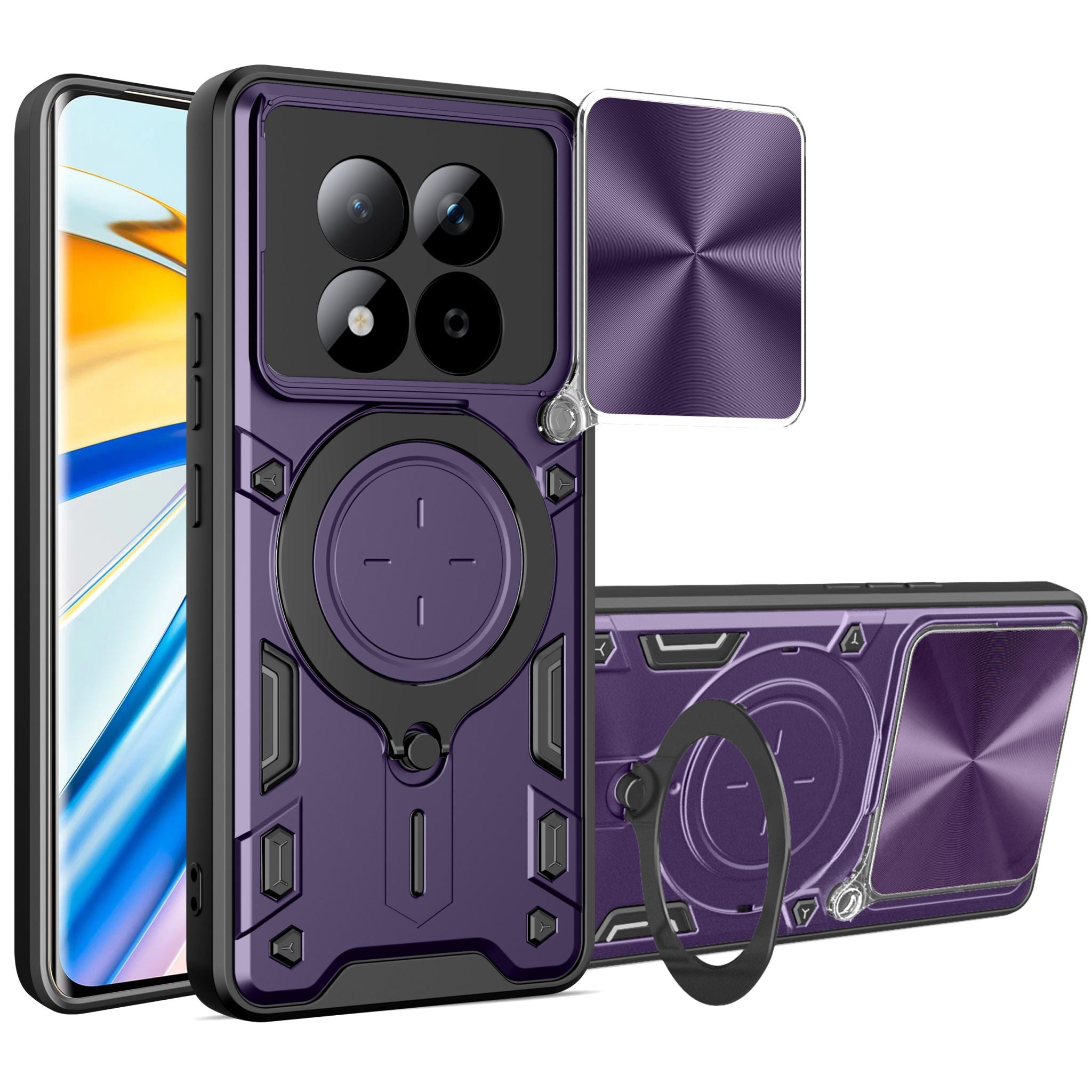 Redmi Note 15 Pro 5G Ring Kickstand Case w/ Camera Cover [Purple]