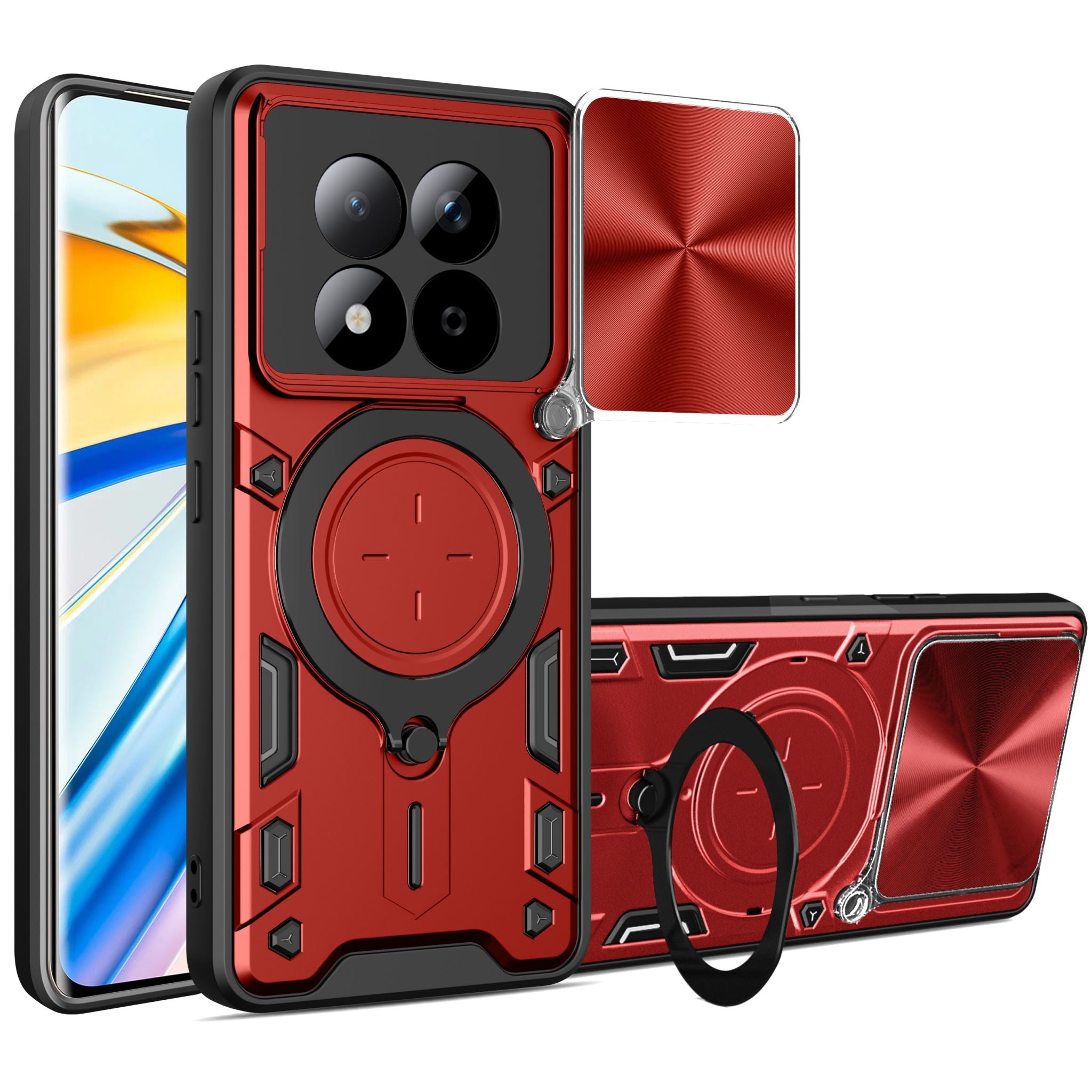 Redmi Note 15 Pro 5G Ring Kickstand Case w/ Camera Cover [Red]