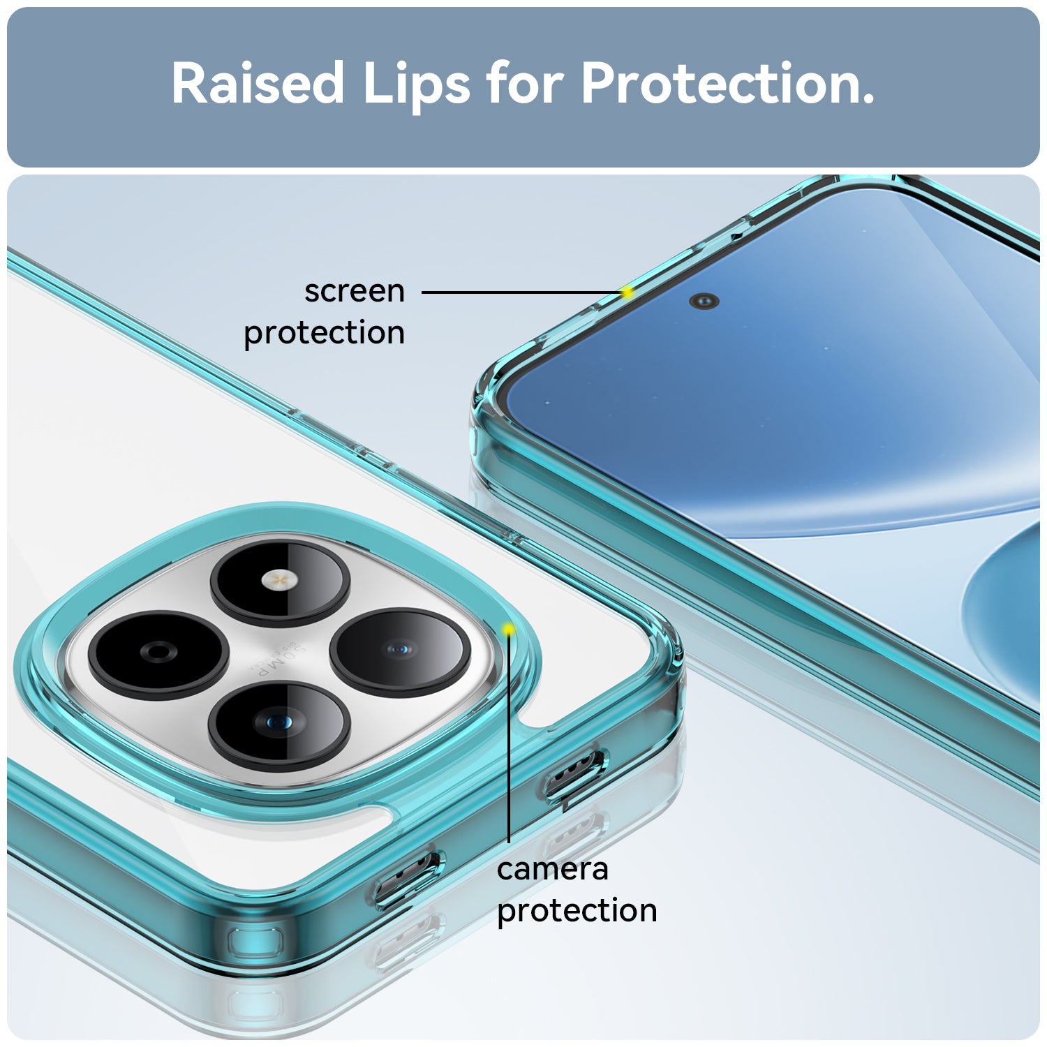 Xiaomi Redmi Note 15 Pro 5G Soft TPU Bumper Shockproof Cover Case [Clear Blue]