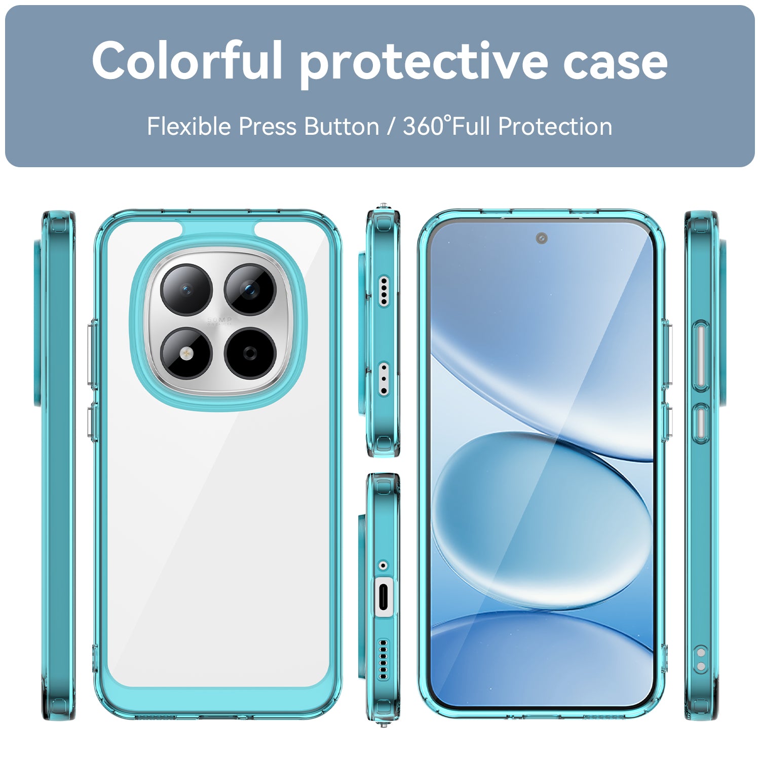 Xiaomi Redmi Note 15 Pro 5G Soft TPU Bumper Shockproof Cover Case [Clear Blue]