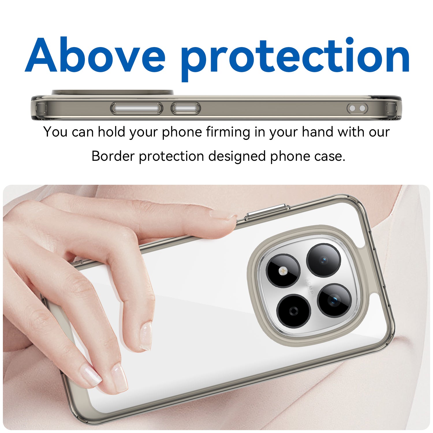 Xiaomi Redmi Note 15 Pro 5G Soft TPU Bumper Shockproof Cover Case [Clear Grey]